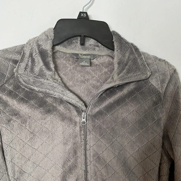 Natural Reflections Gray Fleece Quilted Full Zip Jacket - Picture 3 of 6